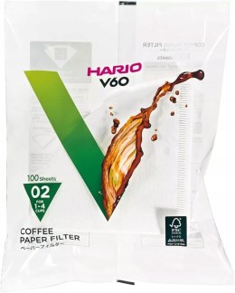 Filtry papierowe do kawy Hario V60-02 100 sztuk do dripa białe